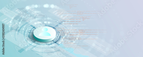 A technology-themed background image illustrating conceptual planning for network systems and data communication security