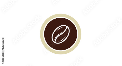 Minimalistic Coffee Bean Logo Design Inside a Circular Frame with Warm Toned Colors