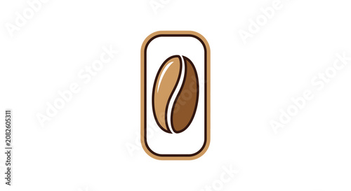 Minimalistic Coffee Bean Logo Design Inside a Rounded Rectangle Frame on White