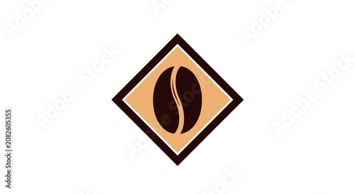 Minimalistic Coffee Bean Logo Inside Geometric Shape Emblem Design for Cafe Branding