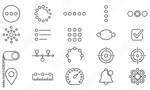 Interface design and navigation UI linear icons set of simple digital symbols