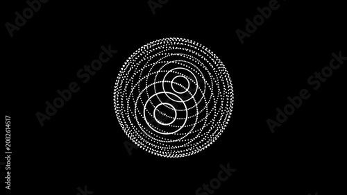 Connected lines network structure. 3D digital data technology black and white spiral