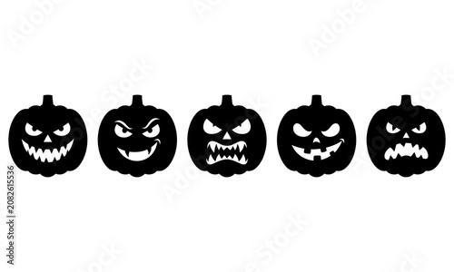 Halloween pumpkin faces silhouettes