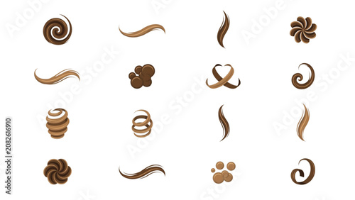 Set of sixteen hand drawn coffee and breakfast food doodles and icons Vector