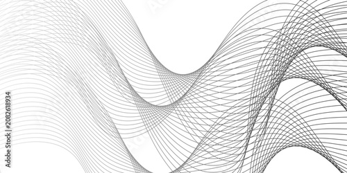 Abstract gray glowing frequency sound wave technology curve lines background. illustration design element in concept of music, party, technology, modern, wallpaper, business card, banner, flyers 