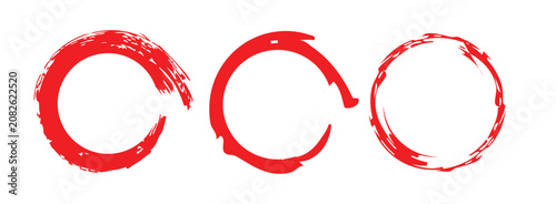 Creative vector illustration of hand drawning circle line sketch set isolated on a white background.  Circle Brush Stroke. Grunge circles brush set. Red grunge circle frames. eps 10