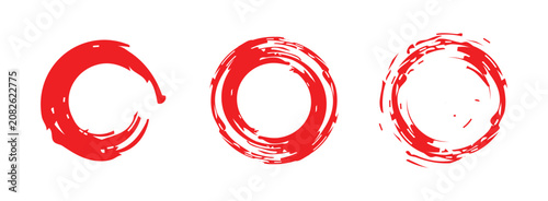 Creative vector illustration of hand drawning circle line sketch set isolated on a white background.  Circle Brush Stroke. Grunge circles brush set. Red grunge circle frames. eps 10