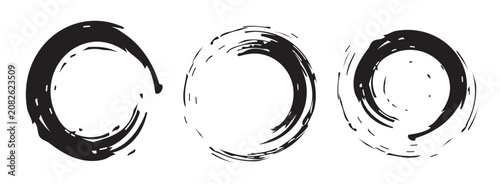Creative vector illustration of hand drawning circle line sketch set isolated on a white background.  Circle Brush Stroke. Grunge circles brush set. Black grunge circle frames.