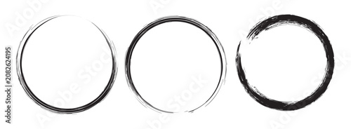 Creative vector illustration of hand drawning circle line sketch set isolated on a white background.  Circle Brush Stroke. Grunge circles brush set. Black grunge circle frames.