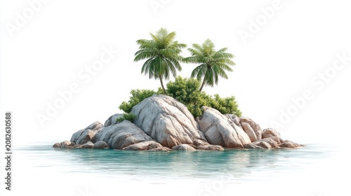 Secluded tropical island paradise in calm waters