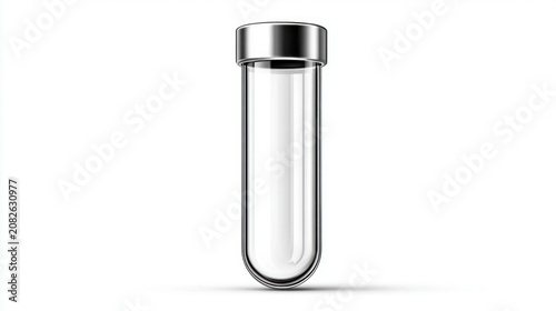 Modern metallic test tube design isolated on white