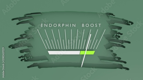 Meter showing endorphin increasing high values. Level of mental health assessment max positive. Getting good results. 3D render
