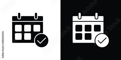 фотографія Calendar check icon in black and white, best for Gaphic Design