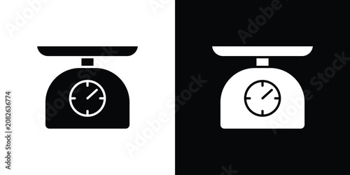 Schilderij op canvas Kitchen scales icon in black and white, best for Gaphic Design