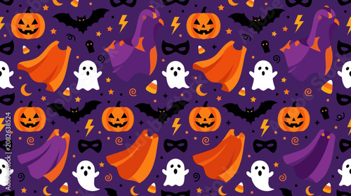 Fotografía Halloween icons and symbols pattern.
