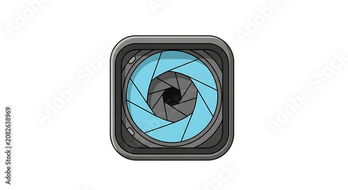 Camera Shutter Icon Featuring A Mechanical Aperture Lens Design On A Transparent Background