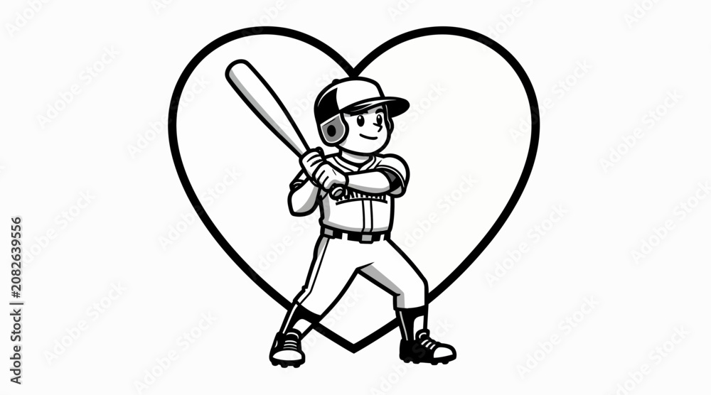 Fototapeta premium baseball player with heart shape background