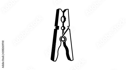 Foto Black and white illustration of clothes peg.