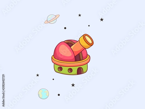 Telescope Cartoon Vector Icon Illustration (2)