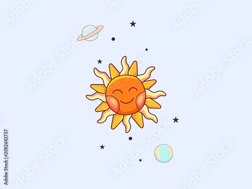 Sun Cartoon Vector Icon Illustration