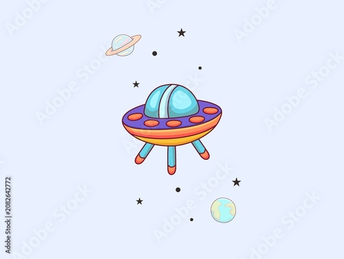 Ufo Cartoon Vector Icon Illustration