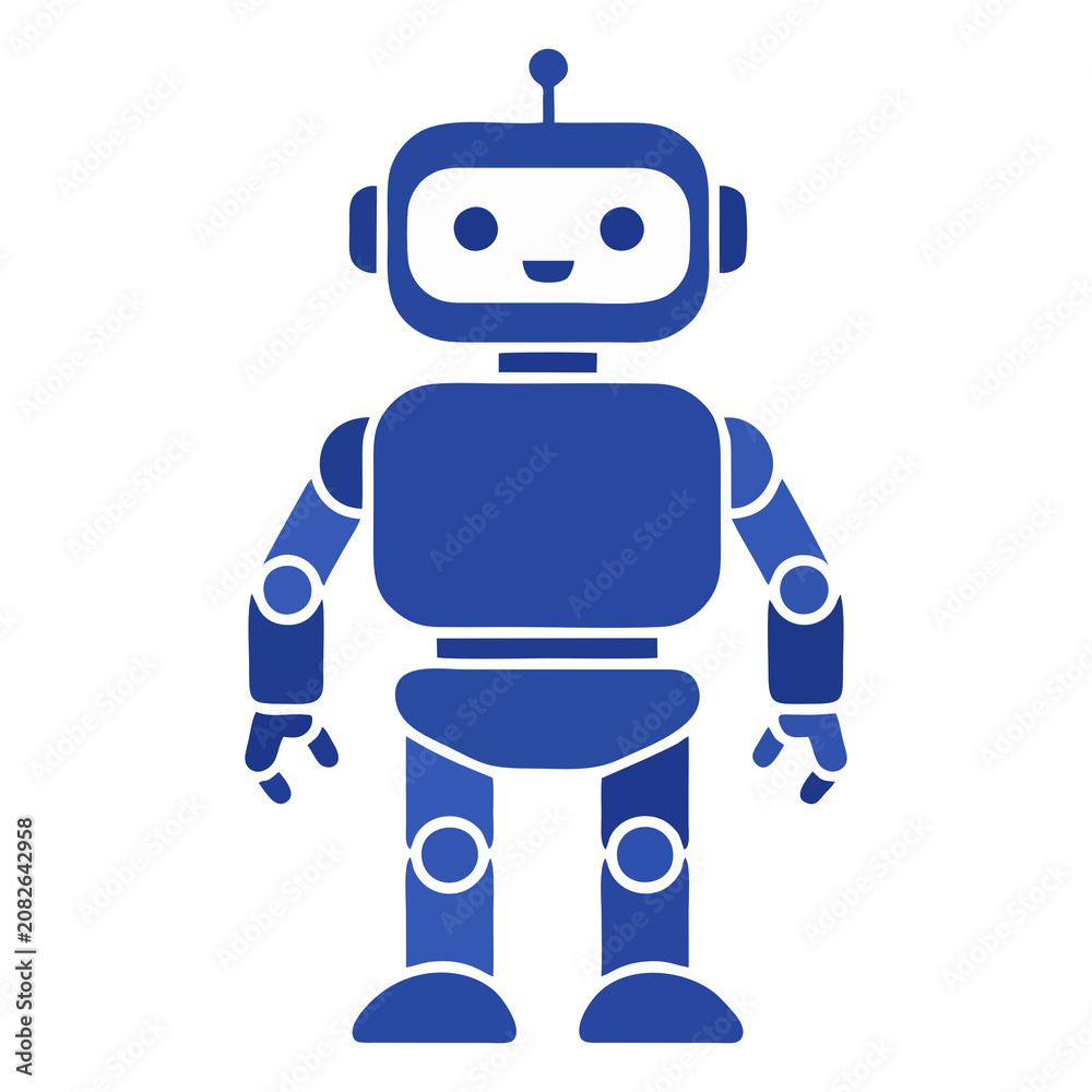 Naklejka premium Minimalist Robot Character Icon Artificial Intelligence Assistant for Mobile App PNG