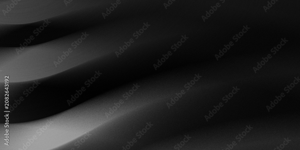 Fototapeta premium luxury black abstract background with a soft wave overlay and surface appears very smooth with a nearly invisible texture, resembling velvet, matte silk, or fine sand illuminated by soft light