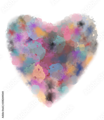 Colorful Watercolor Heart Abstract Multicolor Paint White Background