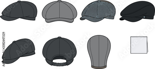 Fotografija Flat cap collection featuring newsboy caps ivy caps driving hats and classic vin