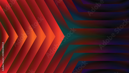 Obraz na plátně Dynamic 3D geometric texture transitioning from fiery red-orange to deep dark green