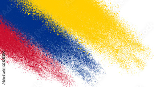 Photos Colombia Flag Wide Diagonal Spray Paint PNG, Yellow Blue Red Powder Texture Over