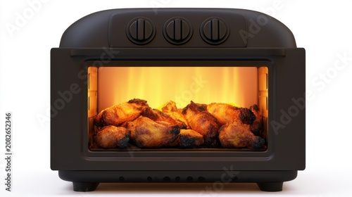 Modern Air Fryer with Transparent View Cooking Food