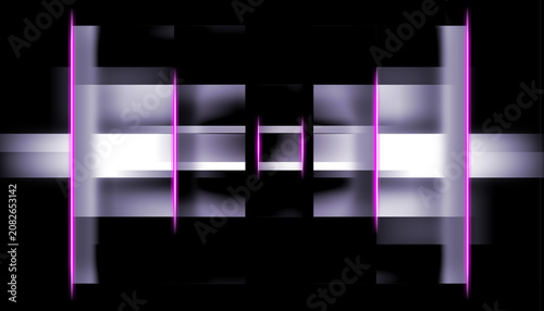 Tableau sur toile Fond technologique abstrait néon violet, tunnel lumineux avec carrés concentriqu