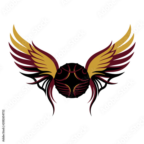 Golden Snitch prop replica with wings in red and gold design  