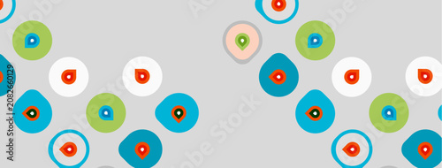 Photos Pattern features colorful circles, eyes, map markers