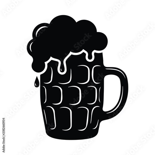 Bild auf Leinwand Dimpled glass mug with thick foam isolated graphic design element for drink menu print