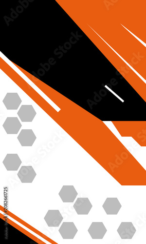 Abstract Racing Background with Orange and Black Geometric Stripes