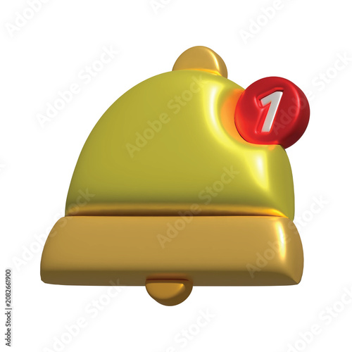 3d golden bell with a gold sign