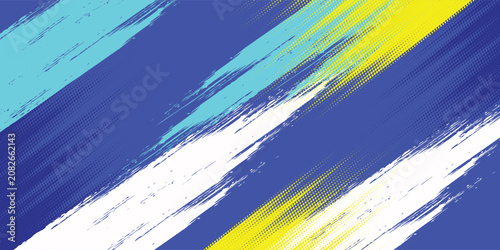 Abstract Brush Background with Sporty Style and Halftone Effect. Brush Stroke Illustration for Banner, Poster, or Sports Background. Scratch and Texture Elements For Design