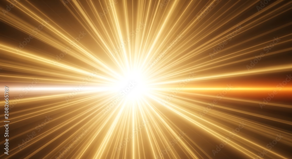 Naklejka premium Abstract Golden Light Burst Background with Radiant Sunbeams.