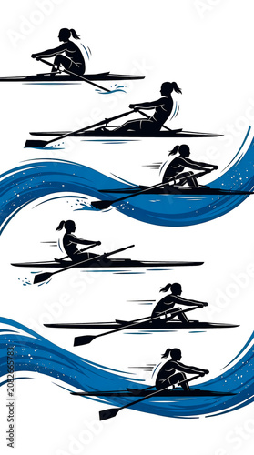 A kayaker, seated in a kayak, powerfully propels the vessel forward with a double-bladed paddle. Water splashes around the kayaks bow.