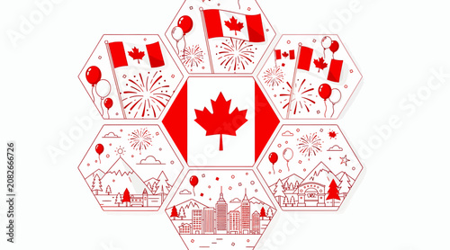 Canada day celebration, national flag and symbols