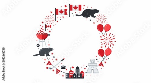 Canada Day celebration, national symbols and icons