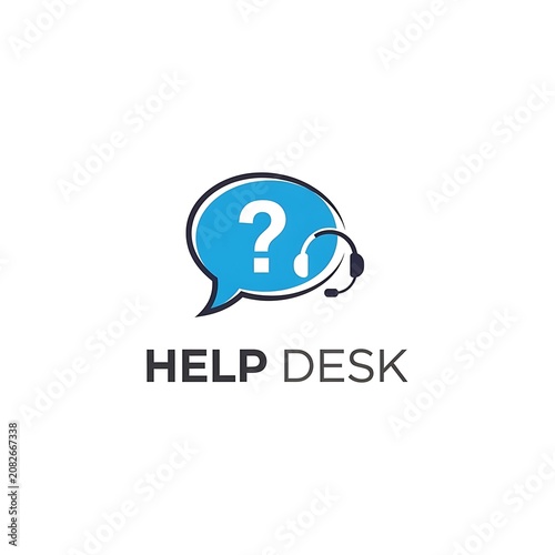 Blue question mark symbol for help desk support.