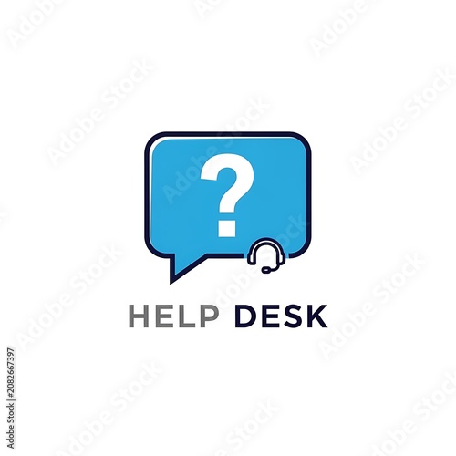 Help desk support icon with question mark symbol.
