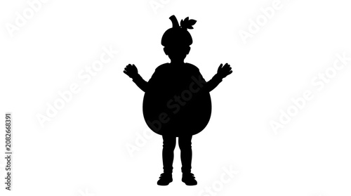 Fotografi Trick or Treat Kids Black silhouette of a child, playful kid illustration, simpl