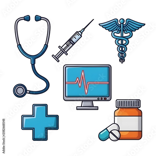 Medical Equipment and Healthcare Symbols for Healthcare and Wellness