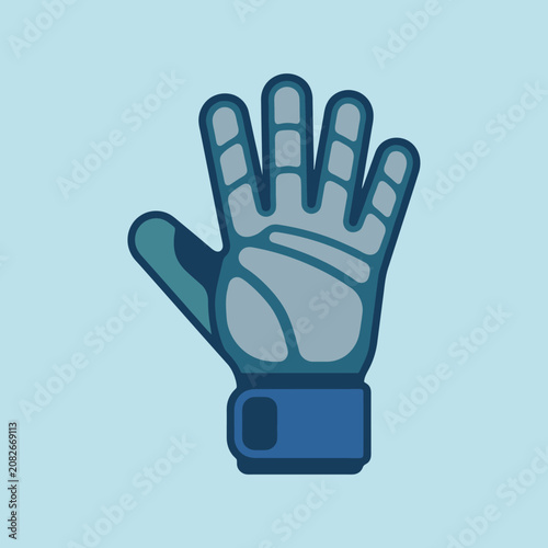 Stylized blue and grey protective glove on a light blue background