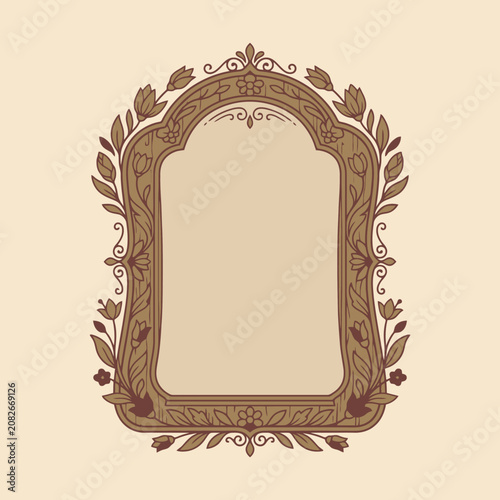 An elegant vintage mirror frame with intricate floral vine carvings