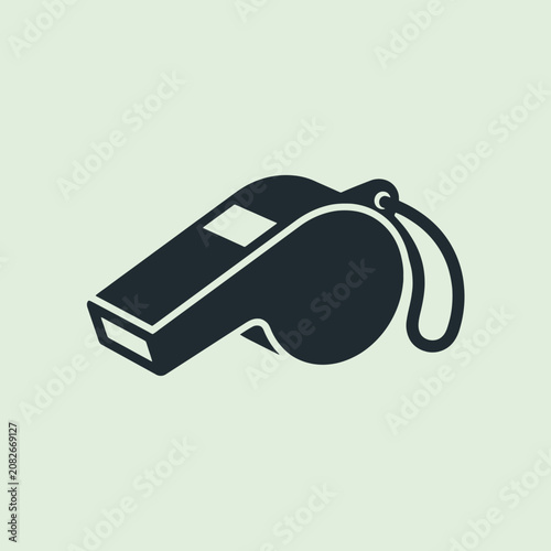 A black plastic whistle icon isolated on a light background